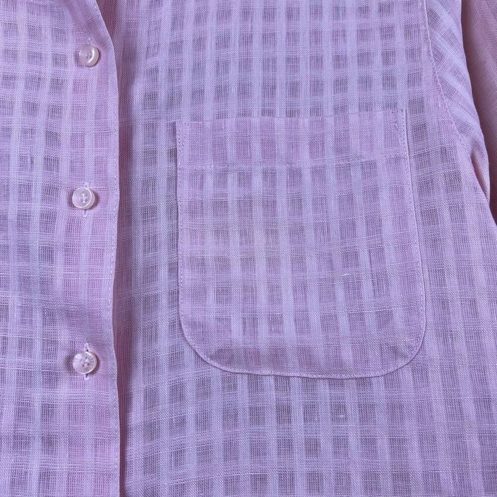 Liz Claiborne Blouse Button Down 100% Linen Long Sleeve Pink Oversized Size S - Picture 2 of 4